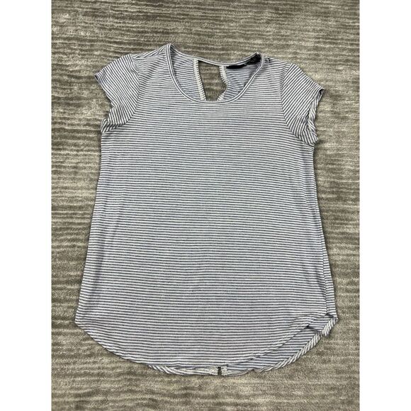 Rachel‎ Zoe Top Womens Extra Small Blue White Striped Shortsleeve Casual - Picture 1 of 10
